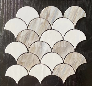 Suppliers Fish Scale Pattern Iridescent Glass Mosaic