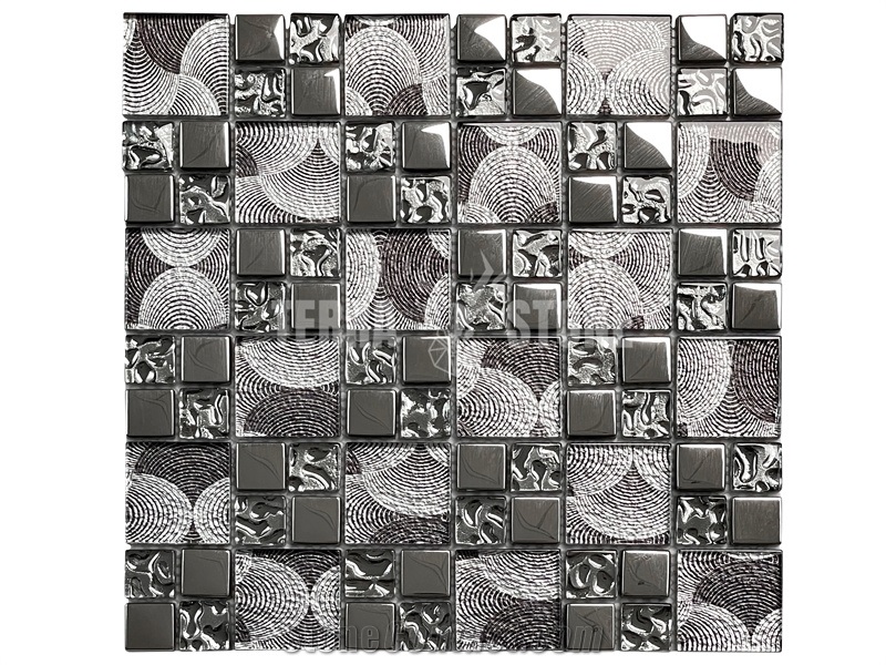 Wholesale Blue Glass Mosaic Hexagon Wall Tiles Decorative