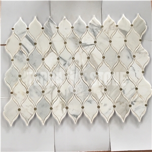 Arabesque Style Marble Water Jet Lantern Shaped Mosaic Tiles