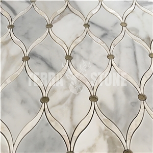 Arabesque Style Marble Water Jet Lantern Shaped Mosaic Tiles
