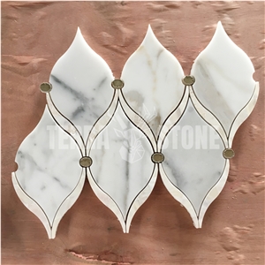 Arabesque Style Marble Water Jet Lantern Shaped Mosaic Tiles