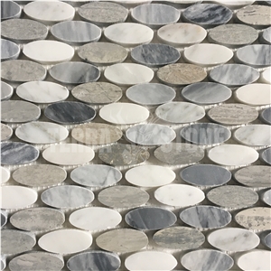 Bardiglio Grey And Carrara White Oval Marble Mosaic Tile Bardiglio Grey And Carrara White Oval Marble Mosaic Tile