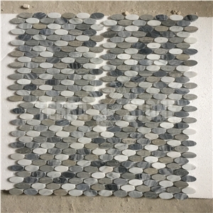 Bardiglio Grey And Carrara White Oval Marble Mosaic Tile