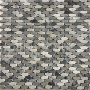 Bardiglio Grey And Carrara White Oval Marble Mosaic Tile