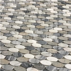 Bardiglio Grey And Carrara White Oval Marble Mosaic Tile