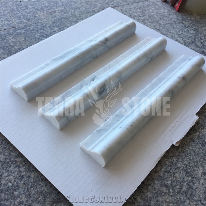 Bianco Carrara White Marble Chair Rails Molding