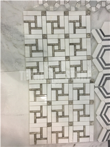 Bianco Carrara White Marble Waterjet Hexagon Mosaic Tile