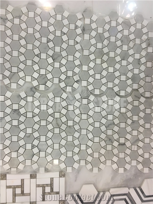 Bianco Carrara White Marble Waterjet Hexagon Mosaic Tile