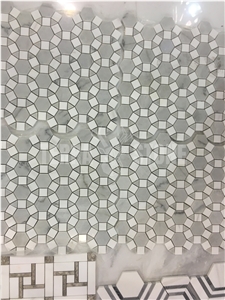 Bianco Carrara White Marble Waterjet Hexagon Mosaic Tile