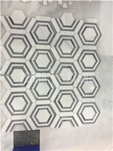 Bianco Carrara White Marble Waterjet Hexagon Mosaic Tile