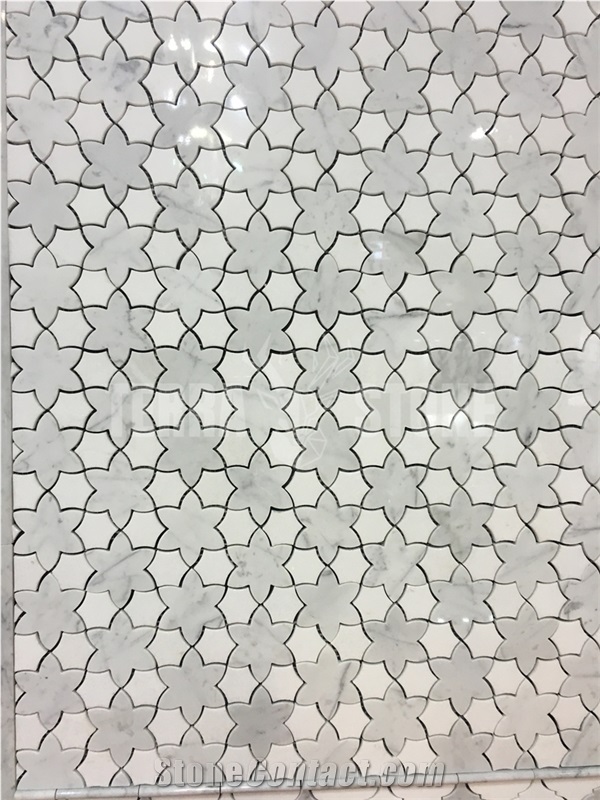 Bianco Carrara White Marble Waterjet Hexagon Mosaic Tile