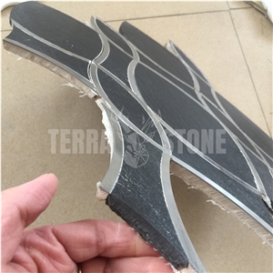 Black Ceramic With Metal Inlay Waterjet Mosaic Tile