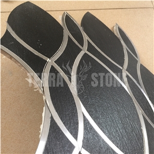 Black Ceramic With Metal Inlay Waterjet Mosaic Tile