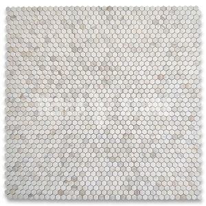 Calacatta Gold Marble 1 Inch Hexagon Mosaic Tile