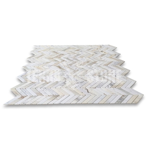 Calacatta Gold Marble 1X4 Chevron Mosaic Tile Honed