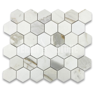 Calacatta Gold Marble 2 Inch Hexagon Mosaic Tile Calacatta Gold Marble 2 Inch Hexagon Mosaic Tile
