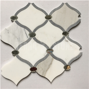 Calacatta Gold Marble Lantern Water Jet Mosaic Tile
