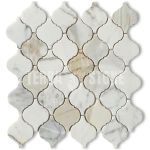 Calacatta Gold Marble Medium Arabesque Lantern Mosaic Tile