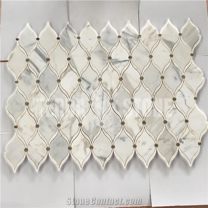 Calacatta Gold Marble Mix Mother Of Pearl Stone Water Jet