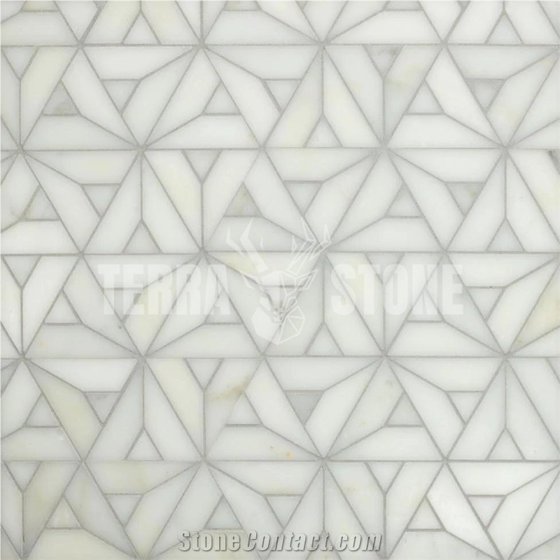 Calacatta Gold Marble Waterjet Mosaic Tile In Prima Pyramids