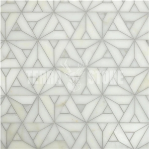 Calacatta Gold Marble Waterjet Mosaic Tile In Prima Pyramids