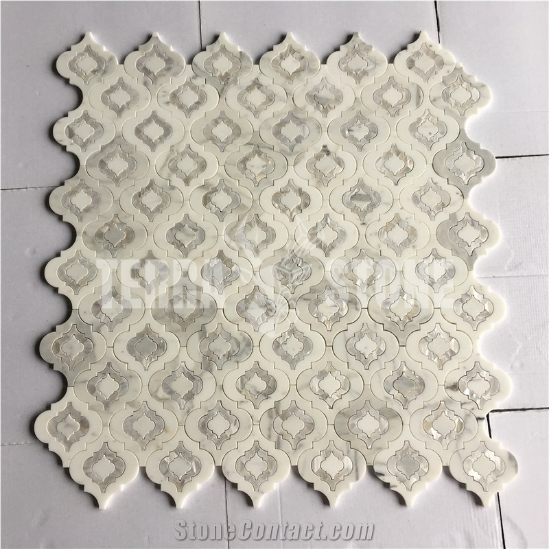 Calacatta Marble Mix Mother Of Pearl Waterjet Mosaic