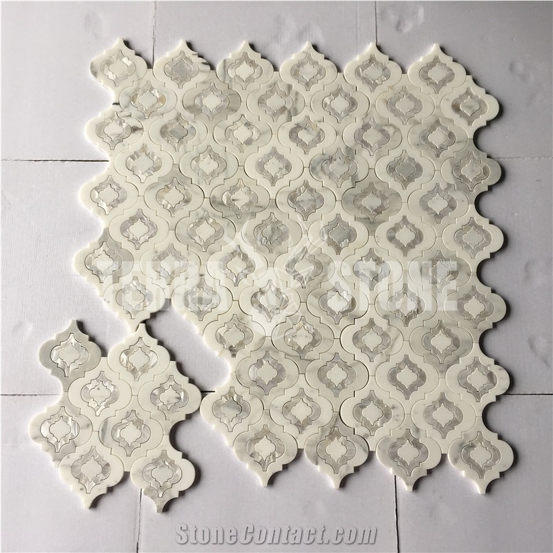 Calacatta Marble Mix Mother Of Pearl Waterjet Mosaic
