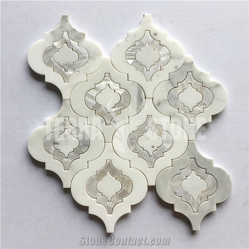Calacatta Marble Mix Mother Of Pearl Waterjet Mosaic