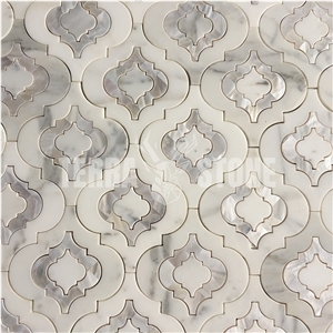 Calacatta Marble Mix Mother Of Pearl Waterjet Mosaic