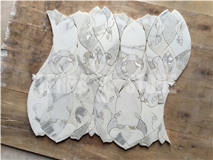 Calacatta Marble Mother Pearl Shell Waterjet Mosaic Tile
