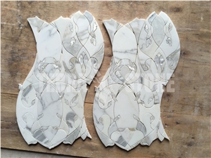 Calacatta Marble Mother Pearl Shell Waterjet Mosaic Tile