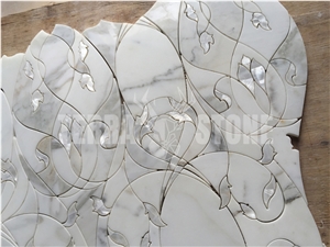 Calacatta Marble Mother Pearl Shell Waterjet Mosaic Tile
