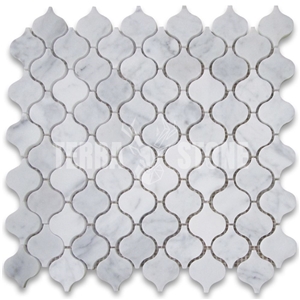 Carrara Marble Mini Arabesque Baroque Lantern Mosaic Tile Carrara Marble Mini Arabesque Baroque Lantern Mosaic Tile