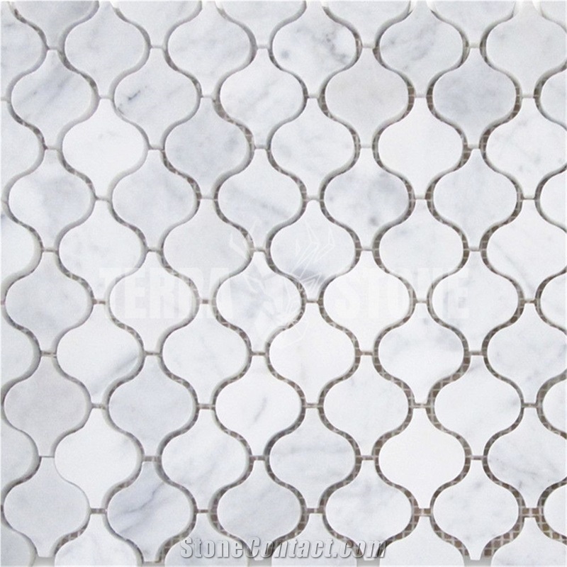 Carrara Marble Mini Arabesque Baroque Lantern Mosaic Tile