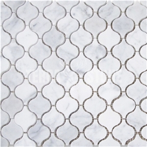 Carrara Marble Mini Arabesque Baroque Lantern Mosaic Tile