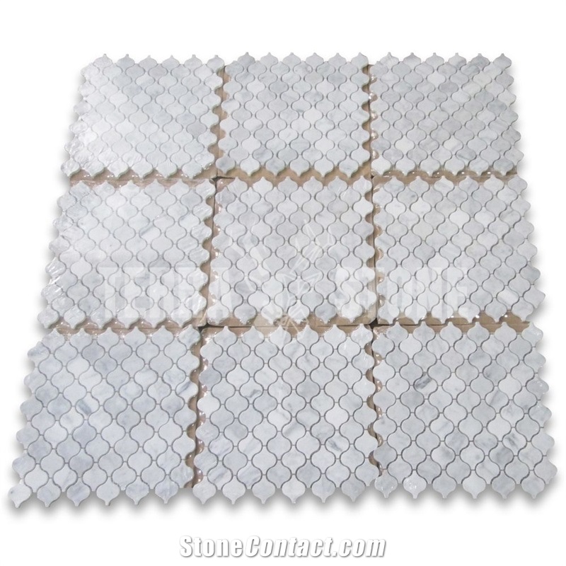 Carrara Marble Mini Arabesque Baroque Lantern Mosaic Tile