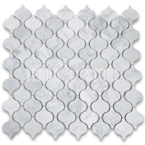 Carrara Marble Mini Arabesque Baroque Lantern Mosaic Tile
