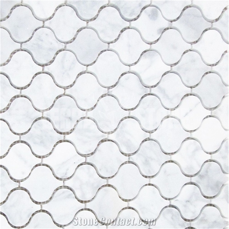 Carrara Marble Mini Arabesque Baroque Lantern Mosaic Tile