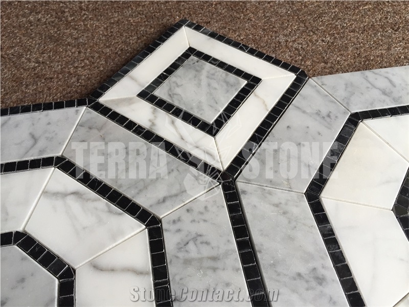 Carrara Marble White Natural Stone Hexagon Mosaic Tile