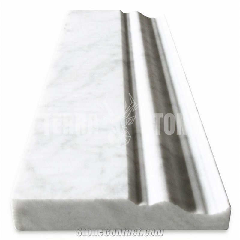 Carrara White Marble 4X12 Baseboard Crown Molding