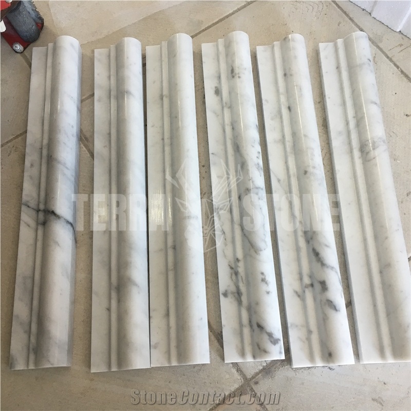 Carrara White Marble Chair Rail Molding Wall Border