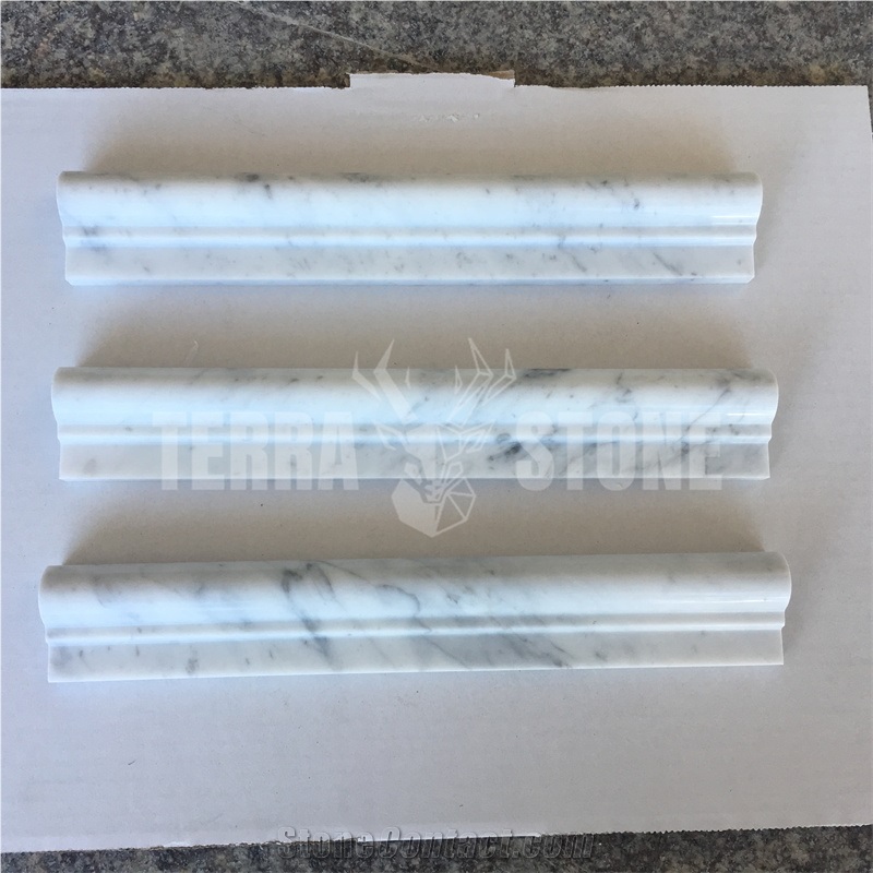 Carrara White Marble Chair Rail Molding Wall Border