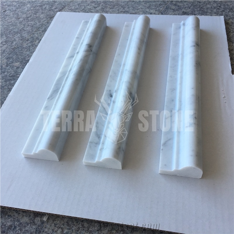 Carrara White Marble Chair Rail Molding Wall Border