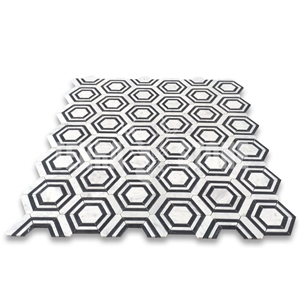 Carrara White Marble Hexagon Georama Geometric Mosaic Tile