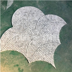 Carrara White Marble Mosaic Big Fan Pattern Fish Scale Tile