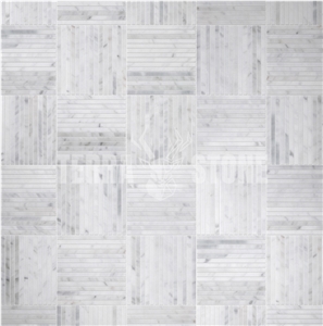 Carrara White Marble Mosaic Tiles Trips Pattern Backsplash
