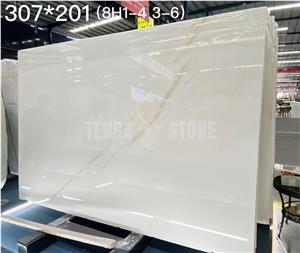 Chinese Pure White Onyx Polished Jade Slabs Wall Tiles