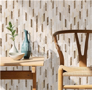 Crema Marfil And Emperador Light Marble Mosaic Tile Strips