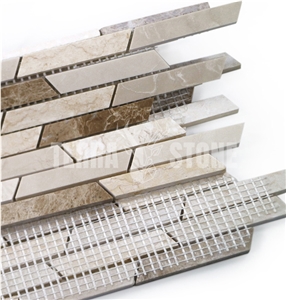 Crema Marfil And Emperador Light Marble Mosaic Tile Strips