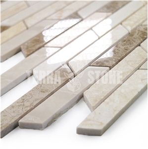 Crema Marfil And Emperador Light Marble Mosaic Tile Strips
